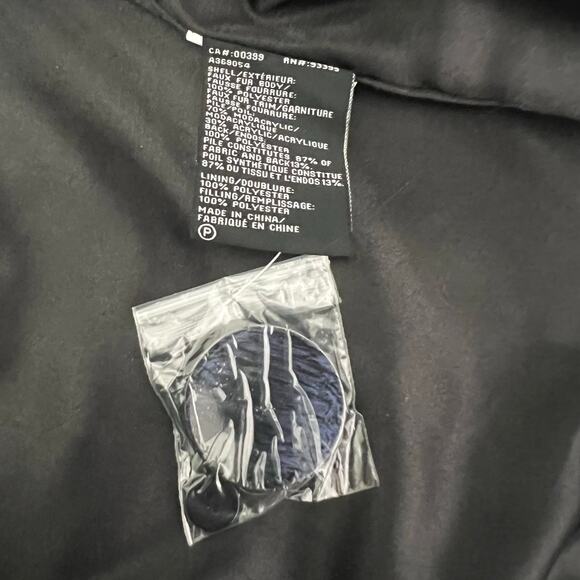 Nuage Dark Brown Black Faux Fur Hooded Coat w/ Trim Diamond Pattern Y2K - Picture 15 of 16